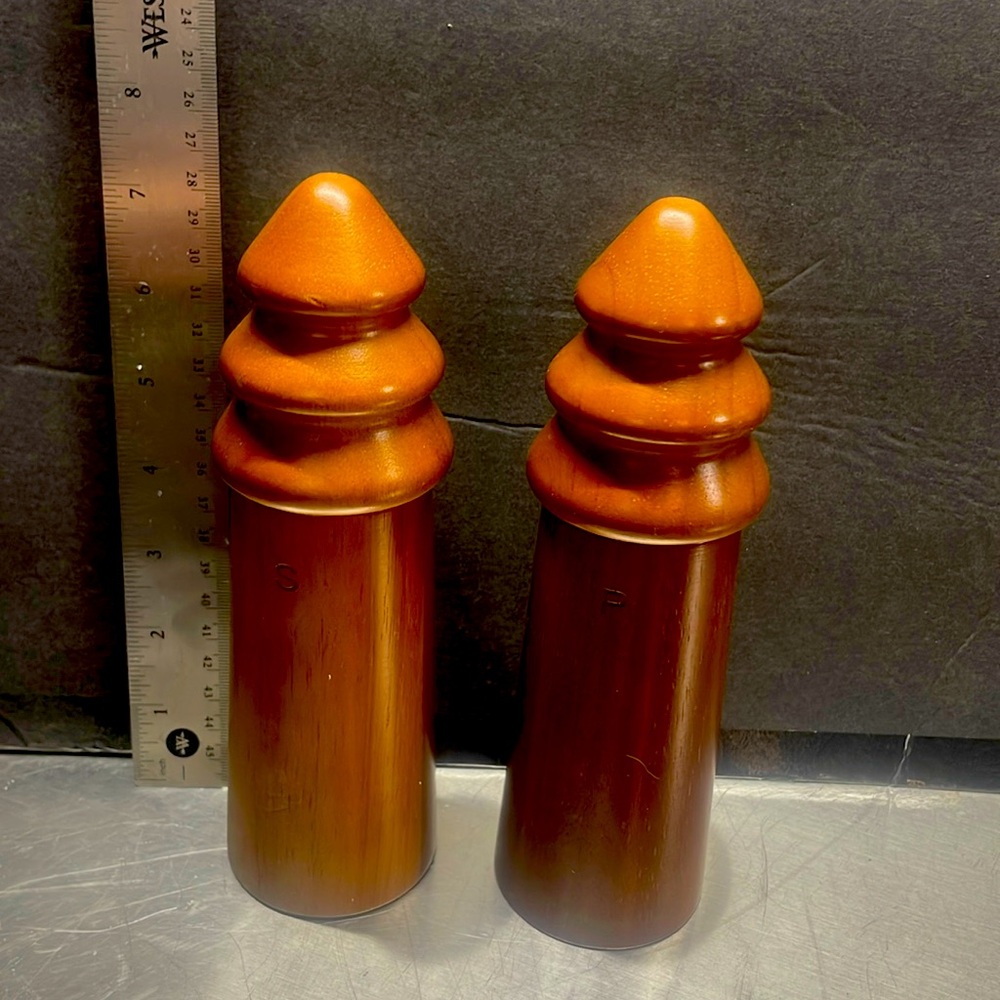 Vintage wooden salt and pepper shakers